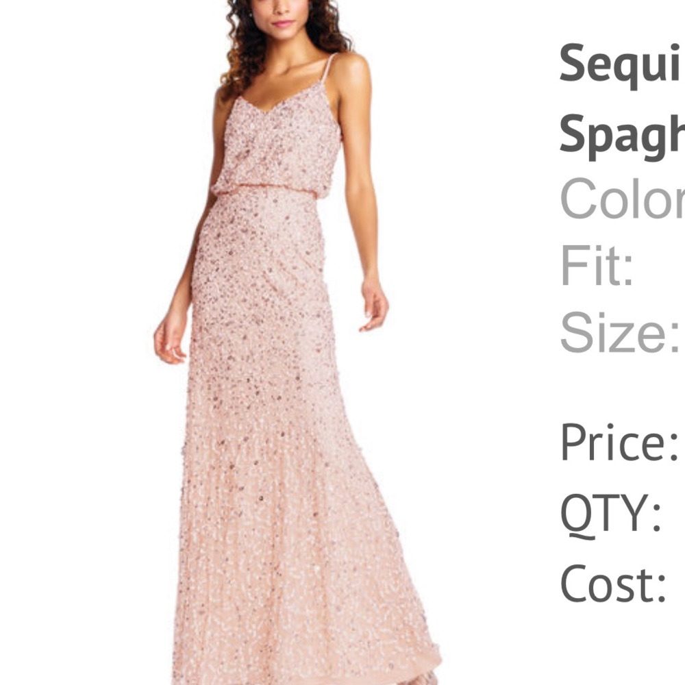 Adrianna Papell Sequin Beaded Blouson Gown